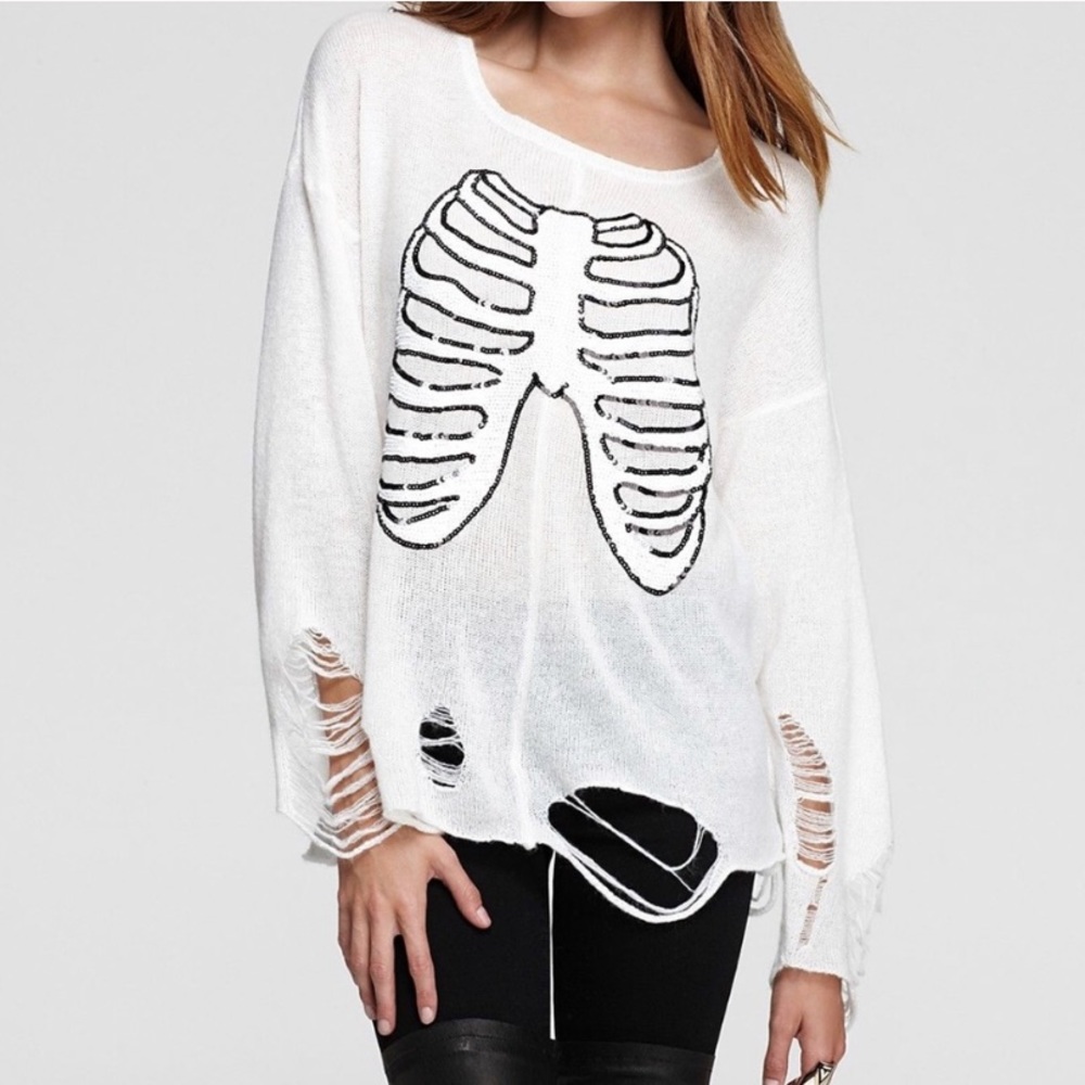 Wildfox Lennon Sparkly Skeleton Sweater